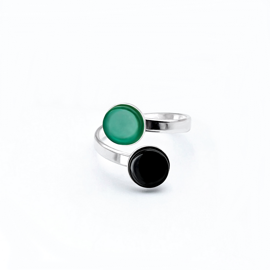 Bague 2 cabochons fred onyx agate verte 0 0 900