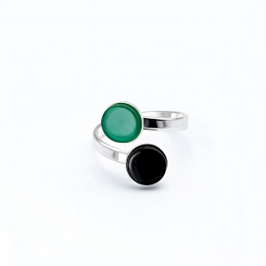 Bague 2 cabochons fred onyx agate verte 4 0 900
