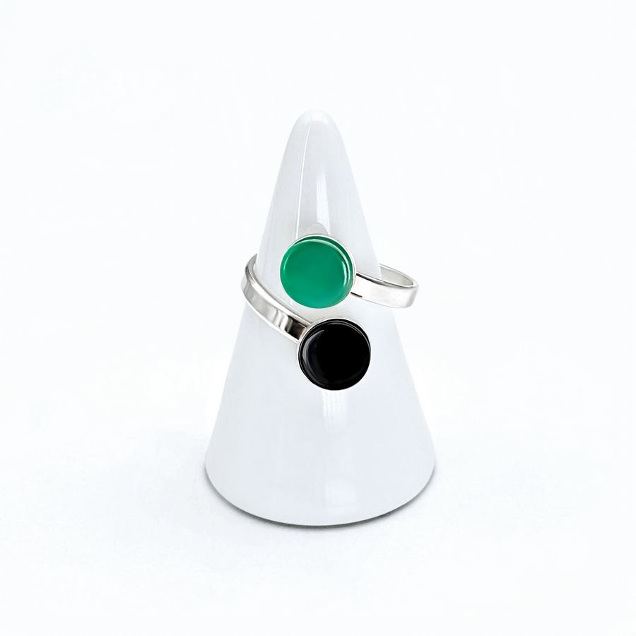 Bague 2 cabochons fred onyx agate verte 2 0 900
