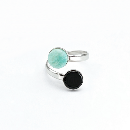 Bague 2 cabochons fred onyx amazonite 4 900