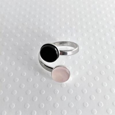 Ring FRED onyx/rose quartz