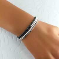 Bracelet wrap diego noir metal 1 0 701