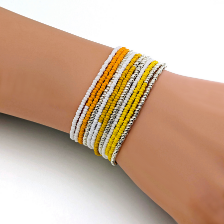 Bracelets wrap/collier DIEGO les jaunes & oranges