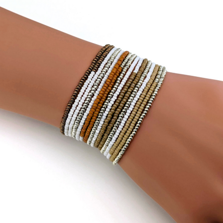 Bracelets wrap/collier DIEGO les marrons