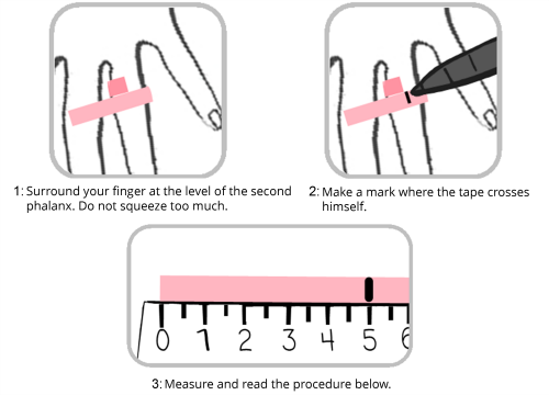 mesure your ring size with a ribbon