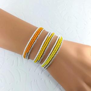 Bracelets wrap/collier Diego les jaunes & oranges