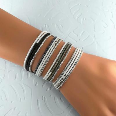 Bracelets wrap/collier Diego les noirs & gris